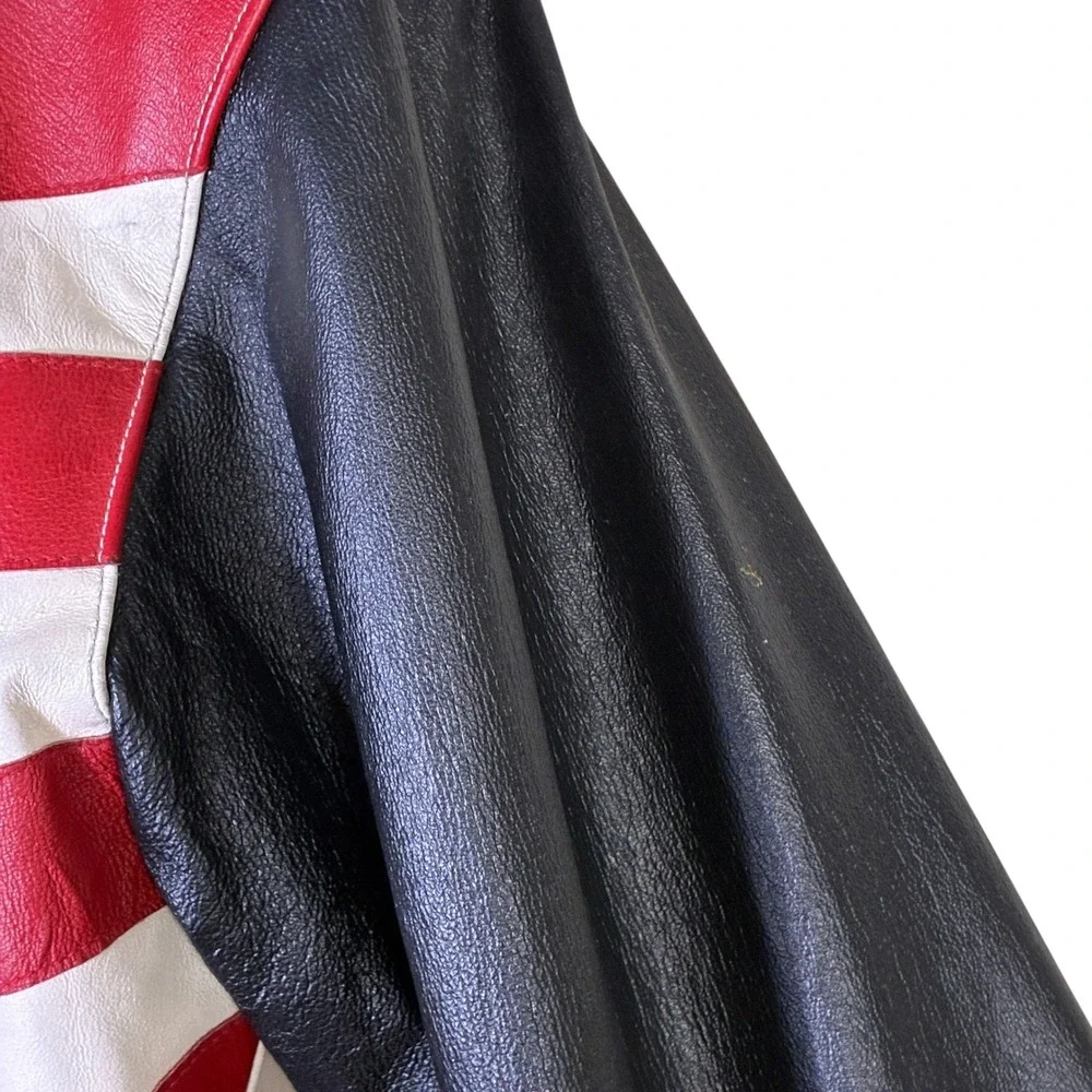 Vintage Leather Works by Lucky Leather American Flag Bomber Jacket Mens XL